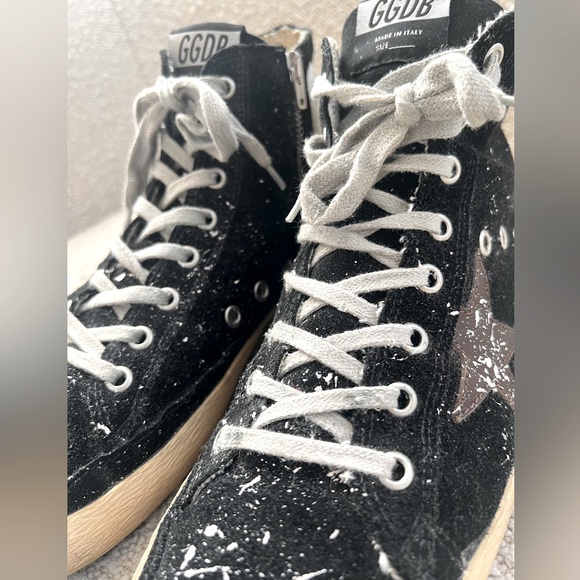 COPY - Golden Goose Francy black suede with white splatter paint sz 39 sz9 - Picture 5 of 10